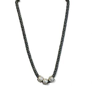 Black Diamond Tennis Chain with Pavé Rondelle Accents